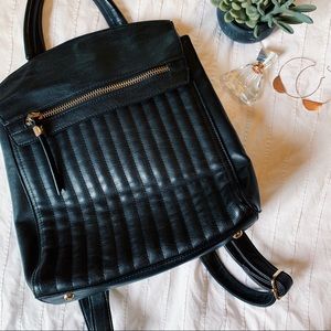 LD black vegan leather backpack